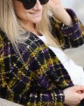 Wełniany kardigan w kolorową kratę